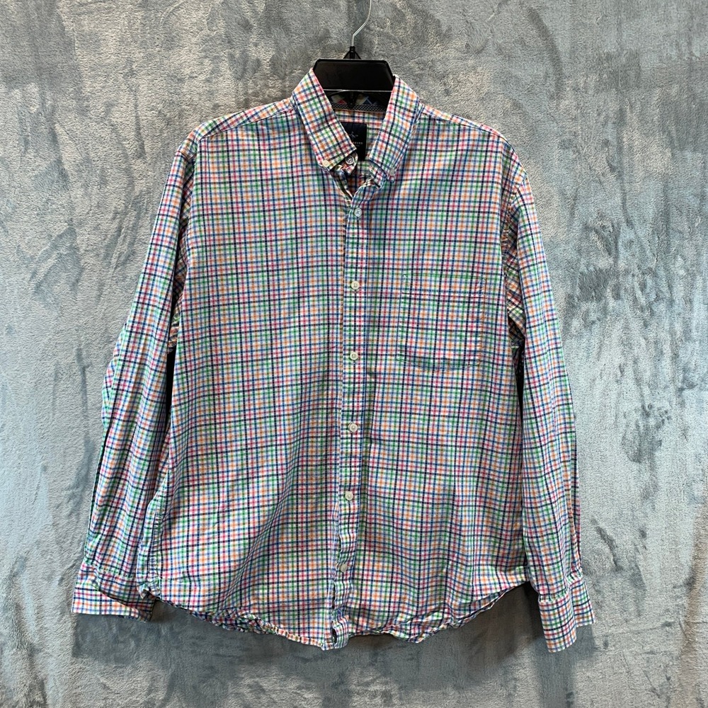 Tailorbyrd Collection Mens Large Gingham Check Cotton Button Down Shirt